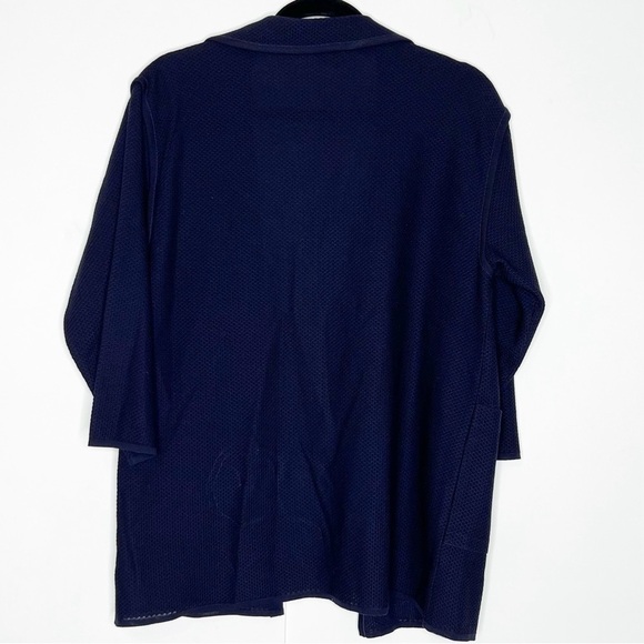 Misook Navy Waffle Open Front Blazer - Picture 2 of 6